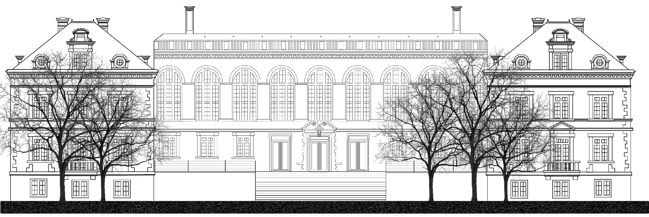 Élévation de la façade côté jardin.