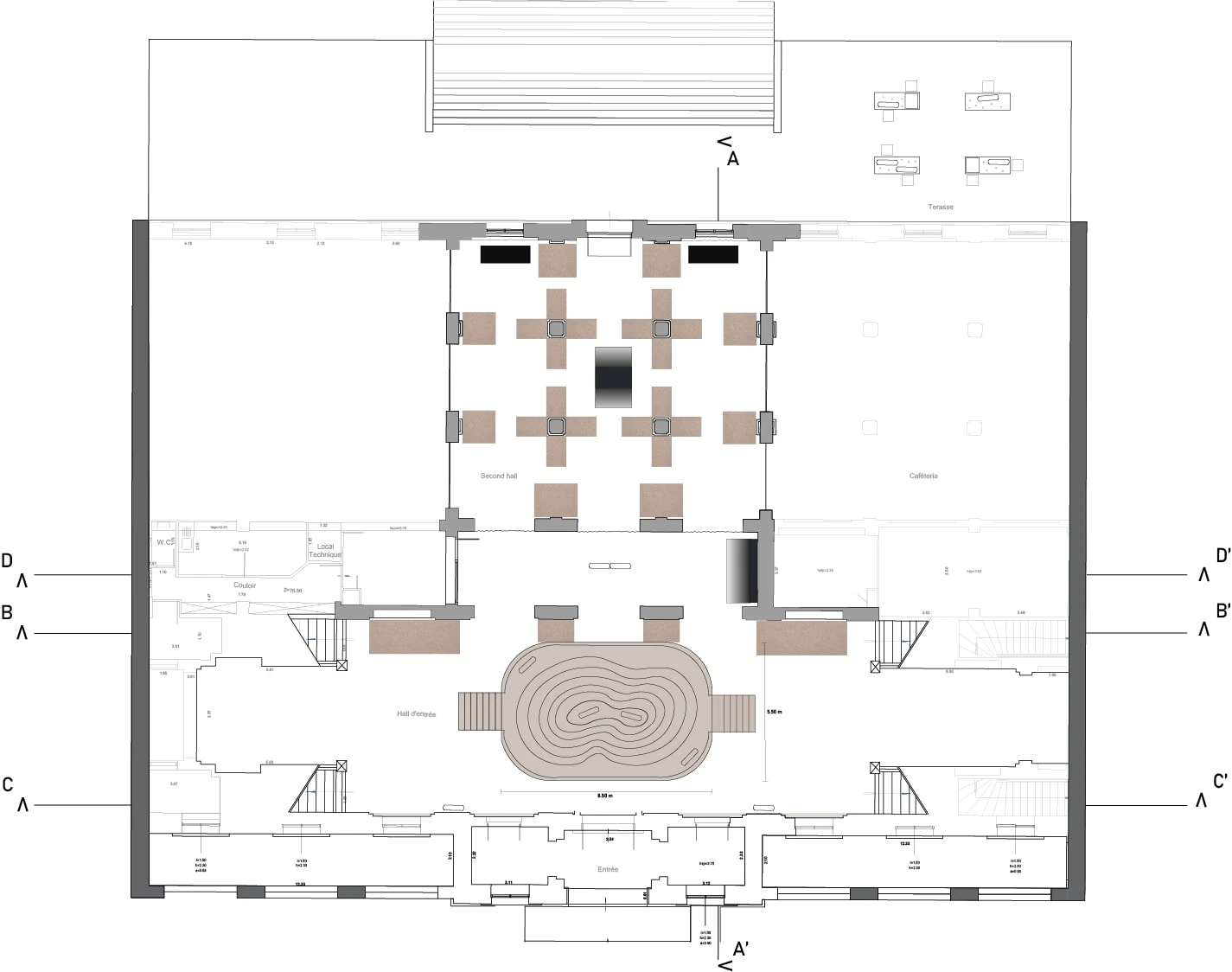 Plan de la scénographie au 1/100e.