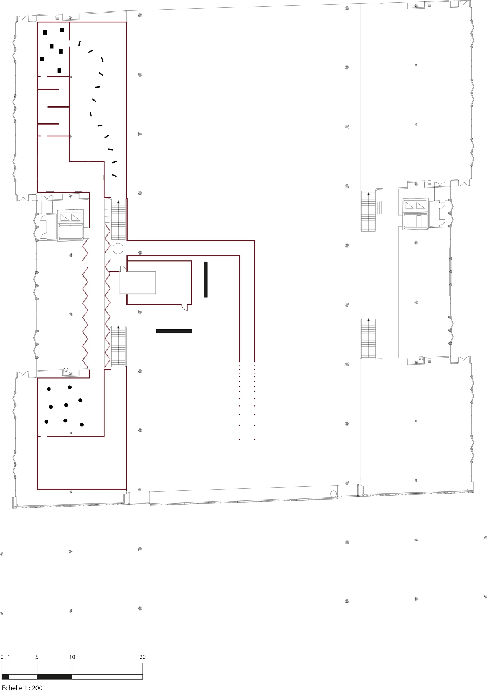 Plan de la scénographie au 1/200e.